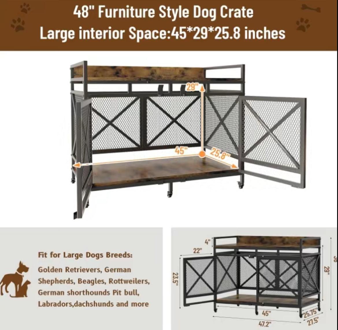 Retro X Single Dog Crate Furniture