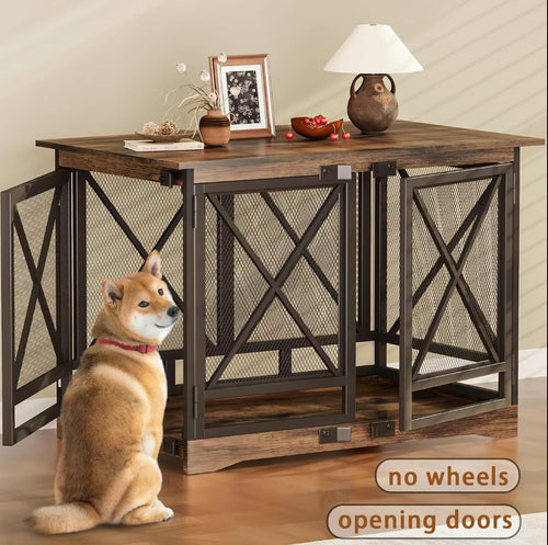 Brown X Single Dog Crate Furniture