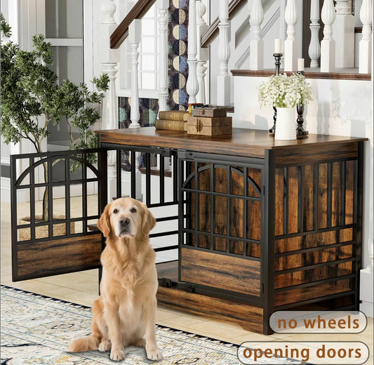 Retro Brown Single Dog Crate Furniture