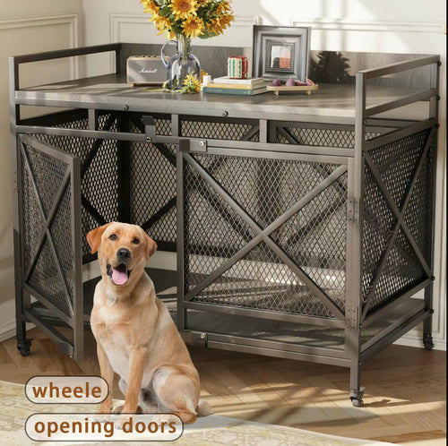 Modern Gray X Single Dog Crate Furniture